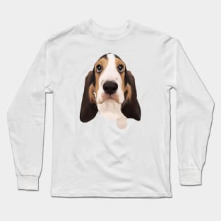 Cute Basset Hound Drawing Long Sleeve T-Shirt